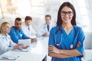 Close up of young medical worker